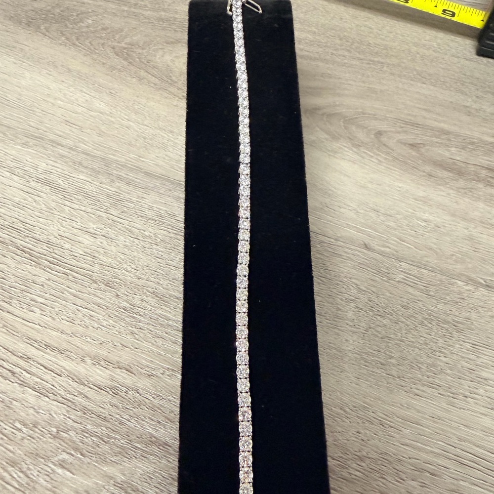 Elegant Sterling Silver Moissanite Diamond Tennis Bracelet .925 8”